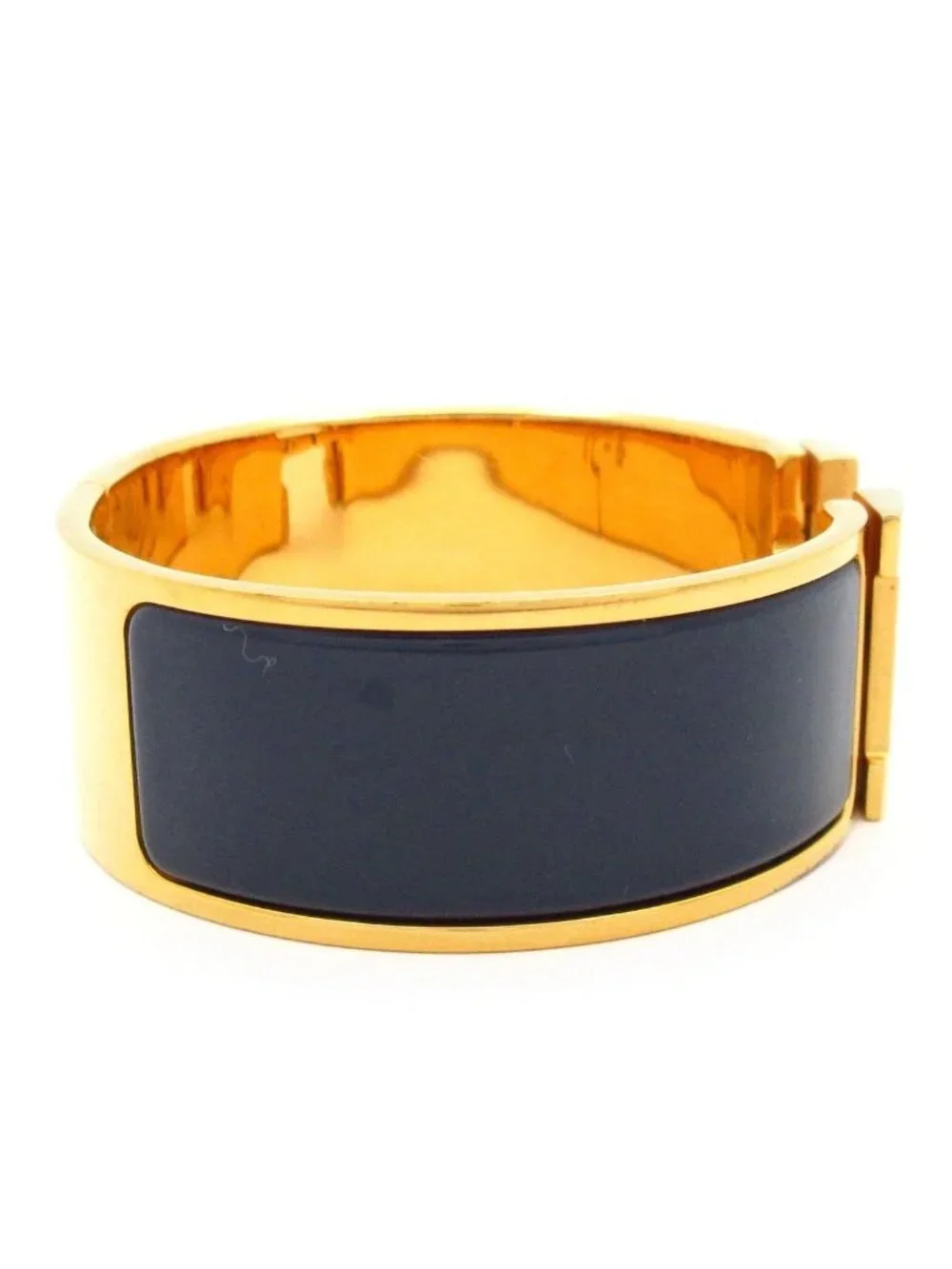 Hermes Bangle Clic Clac Gold Dark Navy Bracelet